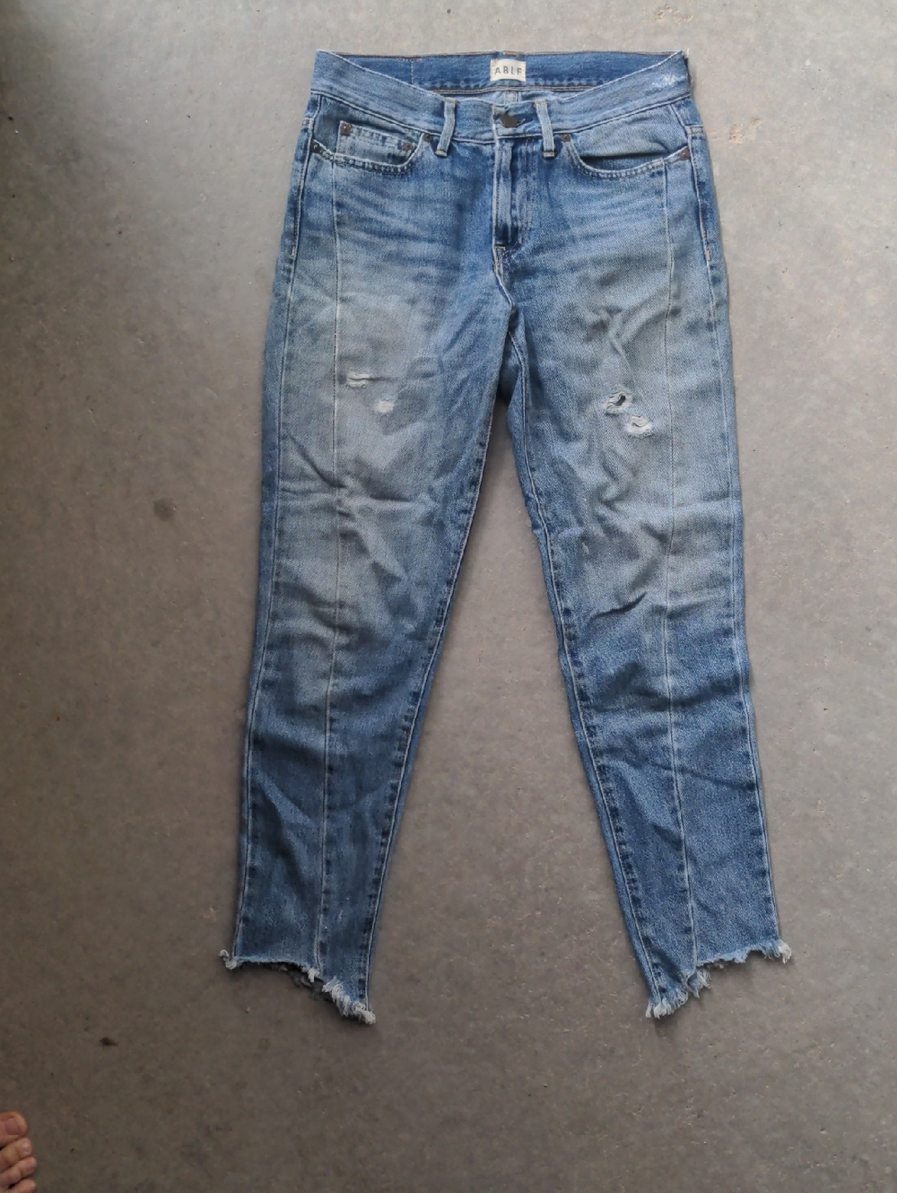 Able Light Blue Distressed Ankle Jeans